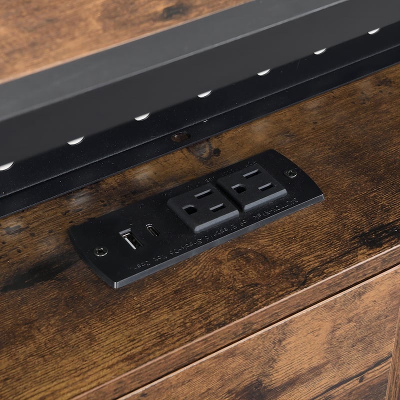 Modern Metal Platform Bed with Wooden Headboard,2 Drawers and LED Lights