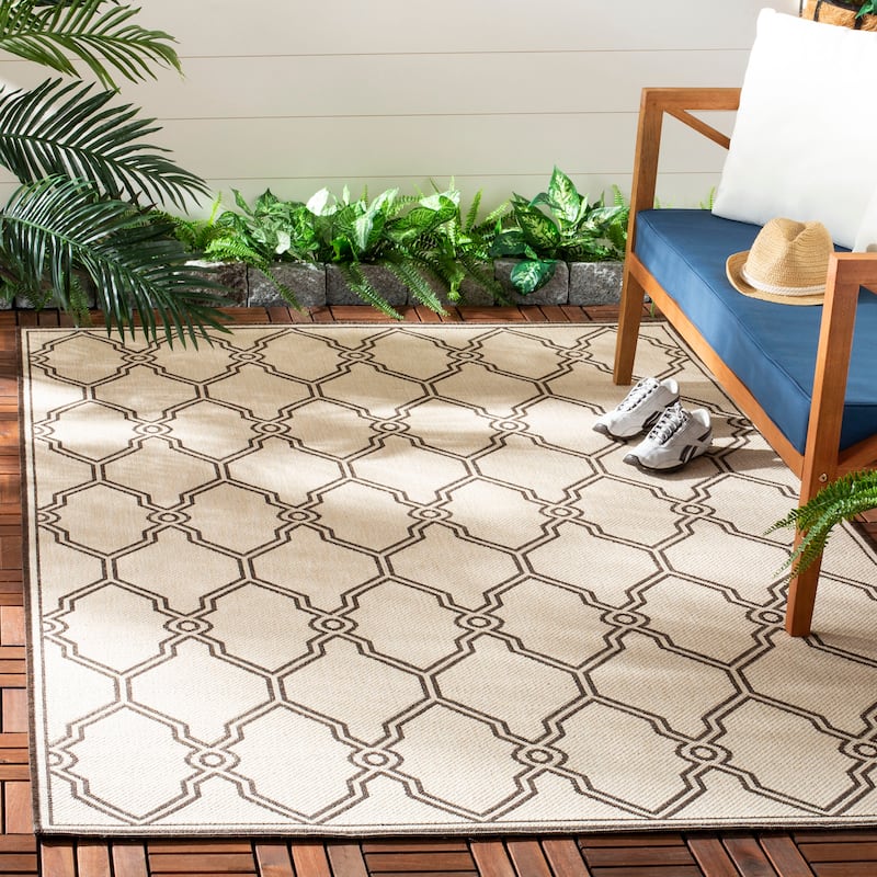 SAFAVIEH Linden Jeri Indoor/ Outdoor Waterproof Patio Backyard Rug - 4' x 6' - Natural/Brown