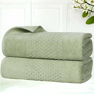 Superior Playa Zero Twist Cotton Solid Waffle Textured Bath Towels, Set of 2