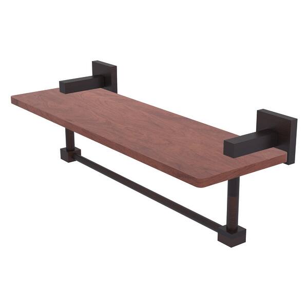 slide 5 of 18, Allied Brass 16 Inch Solid IPE Ironwood Shelf with Integrated Towel Bar Venetian Bronze
