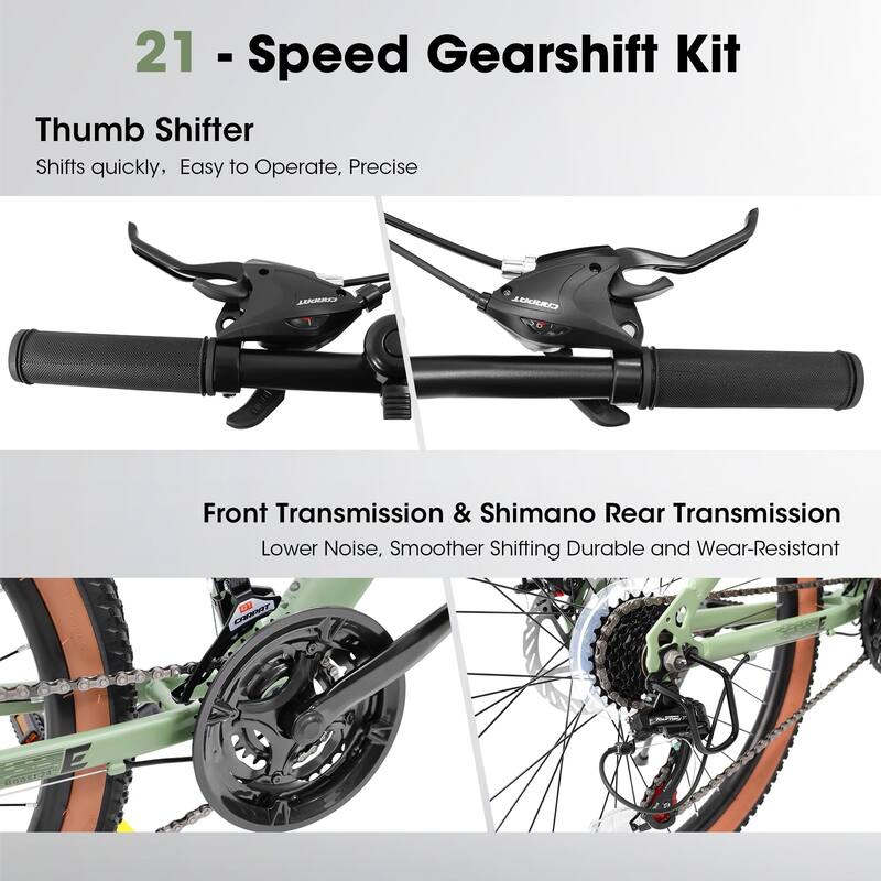 Teenagers' Mountain Bike - High Carbon Steel Frame, Disc Brakes, Durable Design, Brown Edge Tires, School Commuting - 24