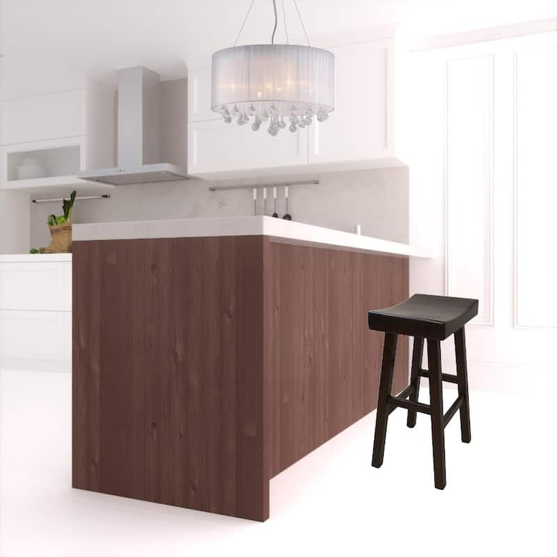 Modern Solid Wood Bar Stool with Footrest, Armless and Backless Design for Kitchen or Dining Room