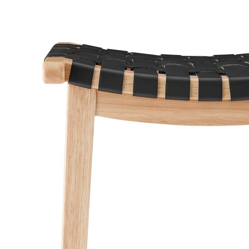 NPD Furniture Marco Faux Leather Backless Counter Stool with Natural Legs Color