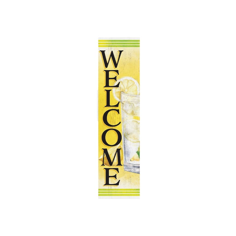 HomeRoots 36" Yellow And Green Solid Wood Welcome Porch Sign