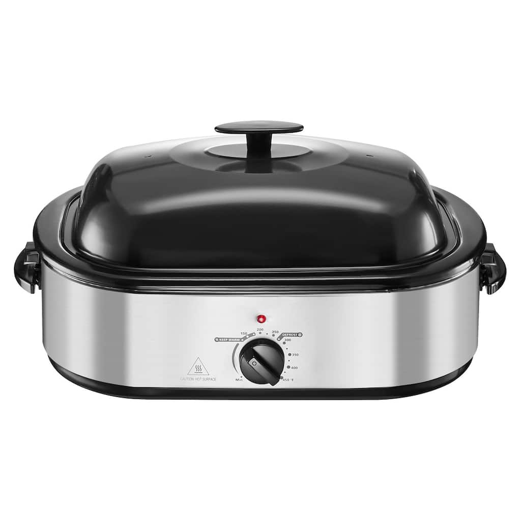 Black-Silver 18QT Electric Roaster Oven with Self-Basting Lid - 23.31 x 15.67 x 11.22 inch