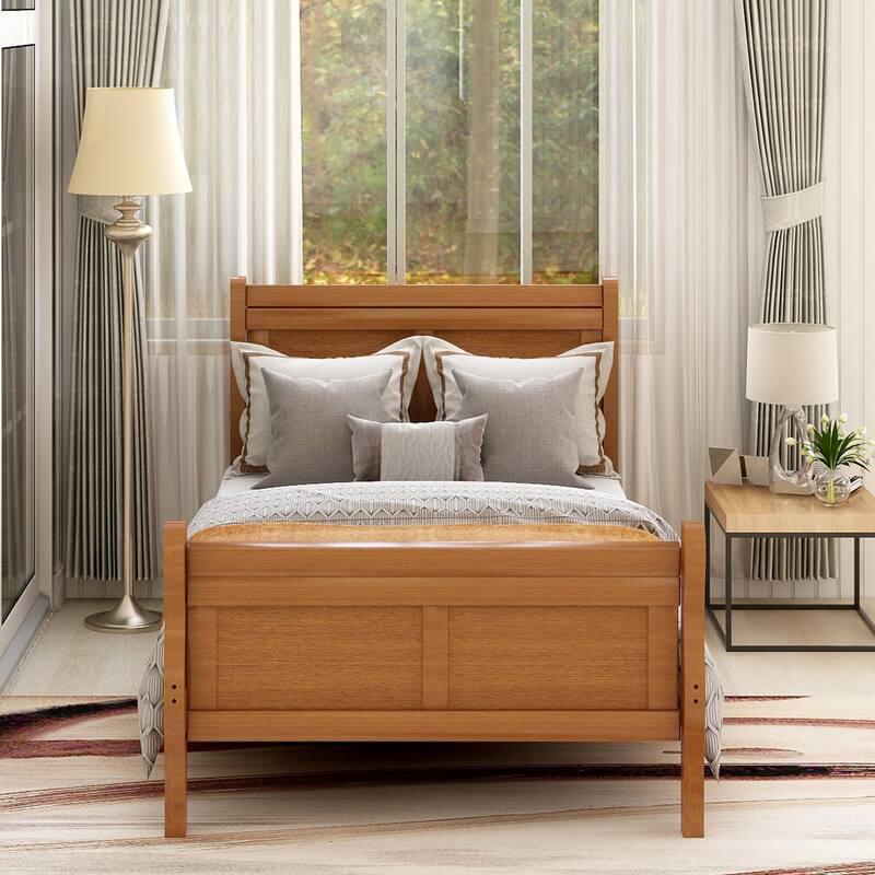 Durable Twin Size Wood Platform Bed Frame, No Box Spring Needed