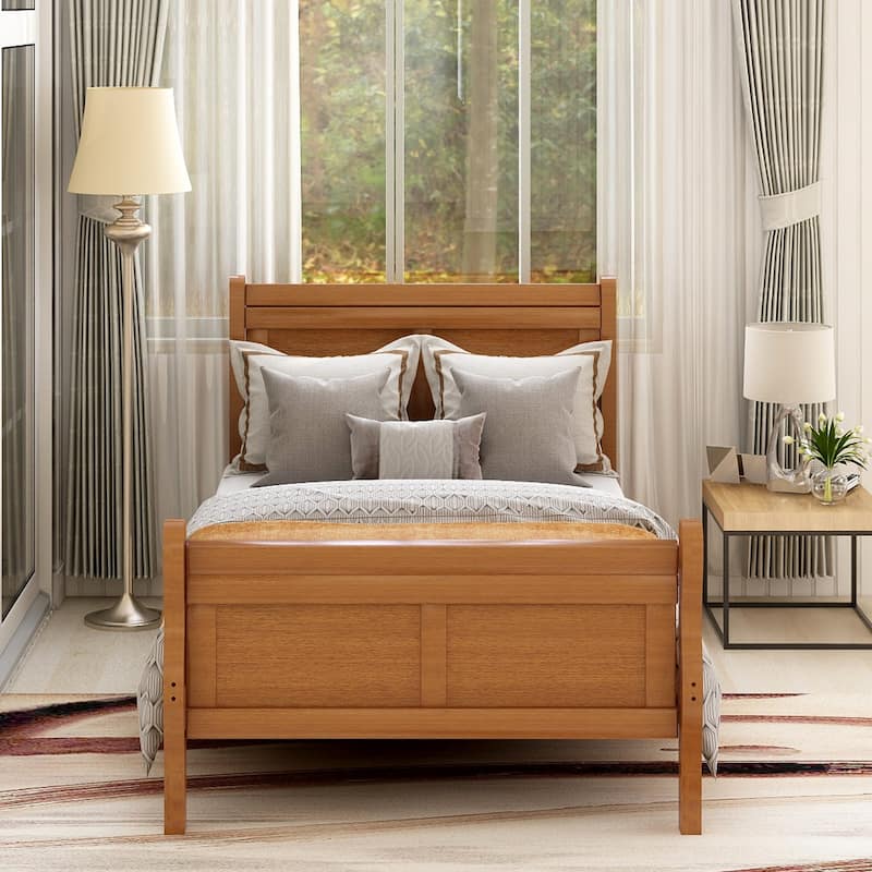 Wood Platform Bed Twin Bed Frame - Walnut