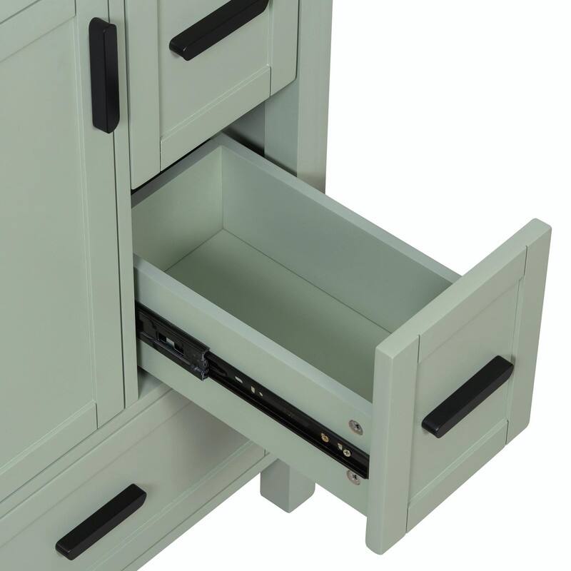 24" Modern Bathroom Vanity with Ceramic Sink, Soft-Close Door, Double-Layer Door Shelf & 3 Drawers