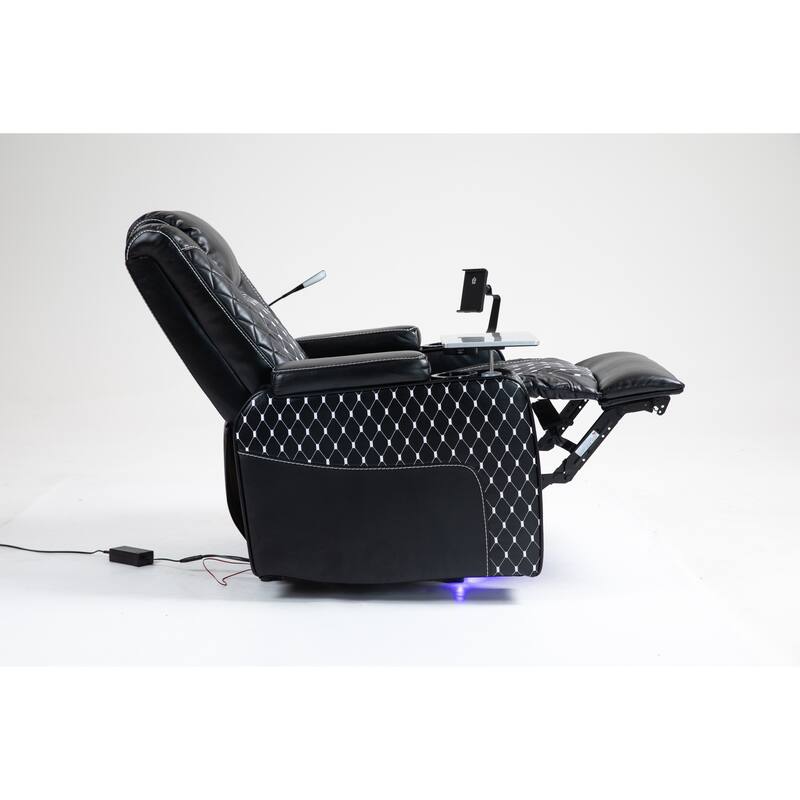 Leather Zero‑Gravity Recliner Chair with Infinite Position, LED & Cup Holders