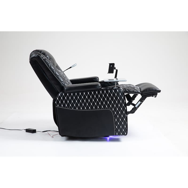 Leather Zero Gravity Recliner Chair with Infinite Position, Smart Cup Holders, and LED Lighting