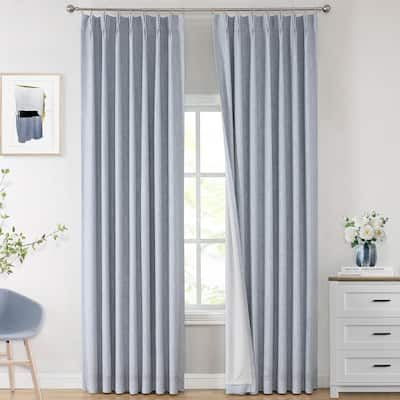 Pinch Pleated Full Blackout Curtains Room Darkening Window Curtains Thermal Insulated Pinch Pleat Tab 2 Panel 40" Wx108 L