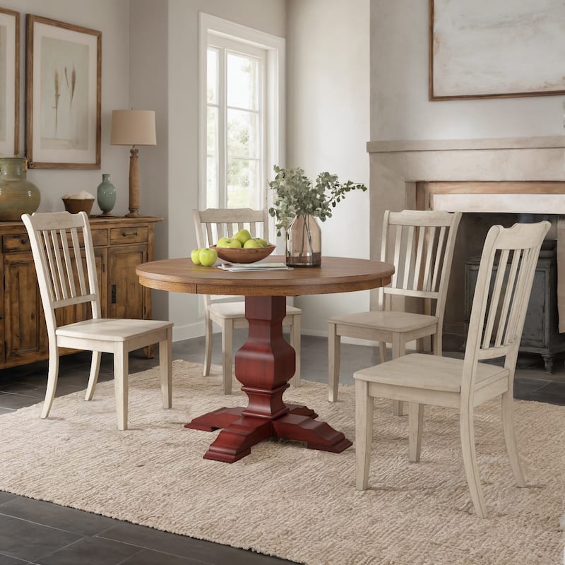 Ronda 45" Round Solid Wood Top Dining Set with Spindle Back Chairs