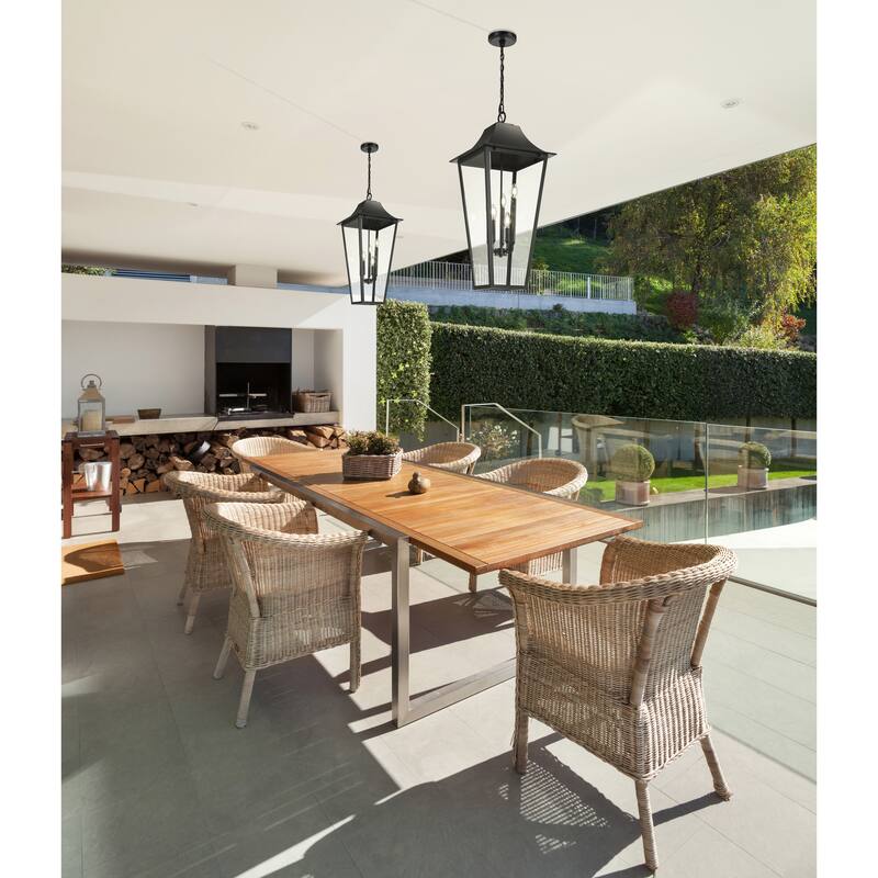 Gannon 5 Light Outdoor Chain Mount Ceiling Fixture in Black