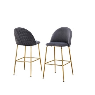 Best Quality Furniture Upholstered Barstools with Gold Chrome Finish Legs (Set of 2)