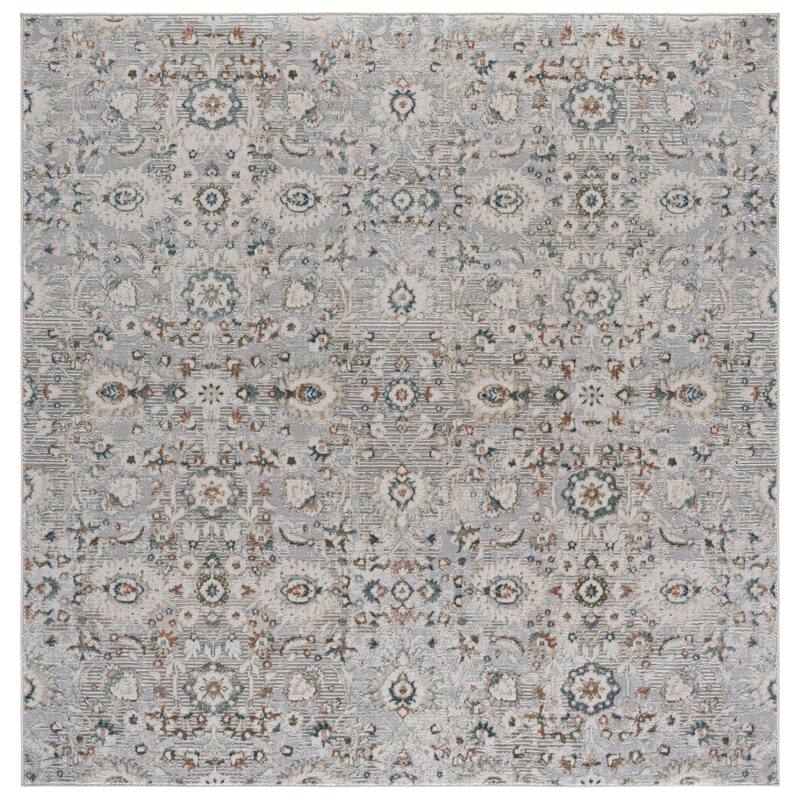 SAFAVIEH Maven Yesica Traditional Floral Rug - 6'7" Square - Grey/Blue Ivory