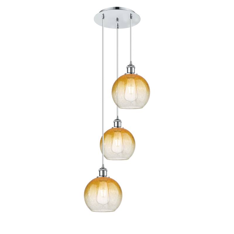 Innovations Lighting Endless Possibilities Ballston - Brookhaven Globe - 3 Light 14" Cord Hung Multi Pendant - Polished Chrome/Amber