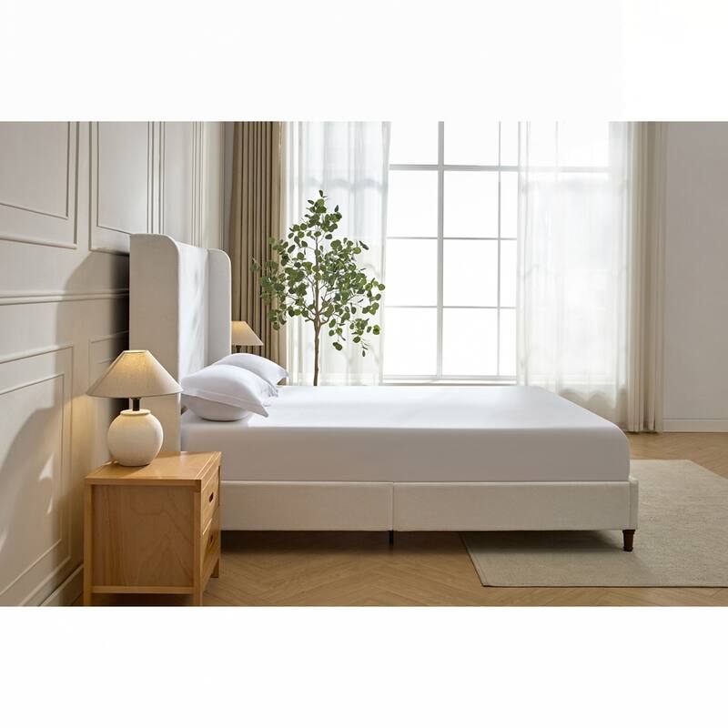High Headboard Upholstered Platform Bed No Box Spring Needed