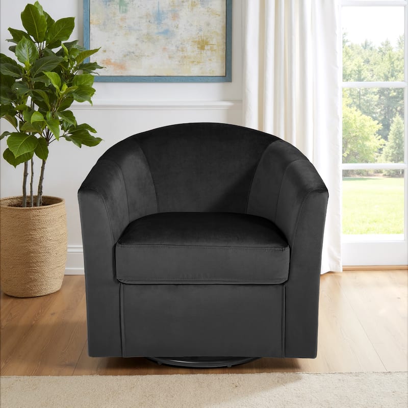 Modern Velvet Upholstered Swivel Barrel Chair for Living Room Lounge