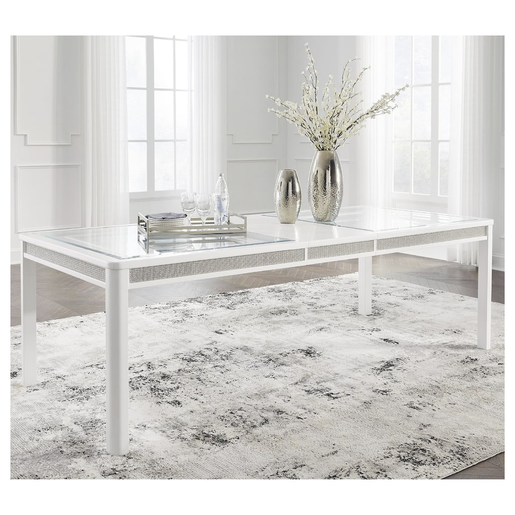 Signature Design by Ashley Chalanna White/Green Rectangular Dining Extension Table - 42"W x 96"D x 30"H