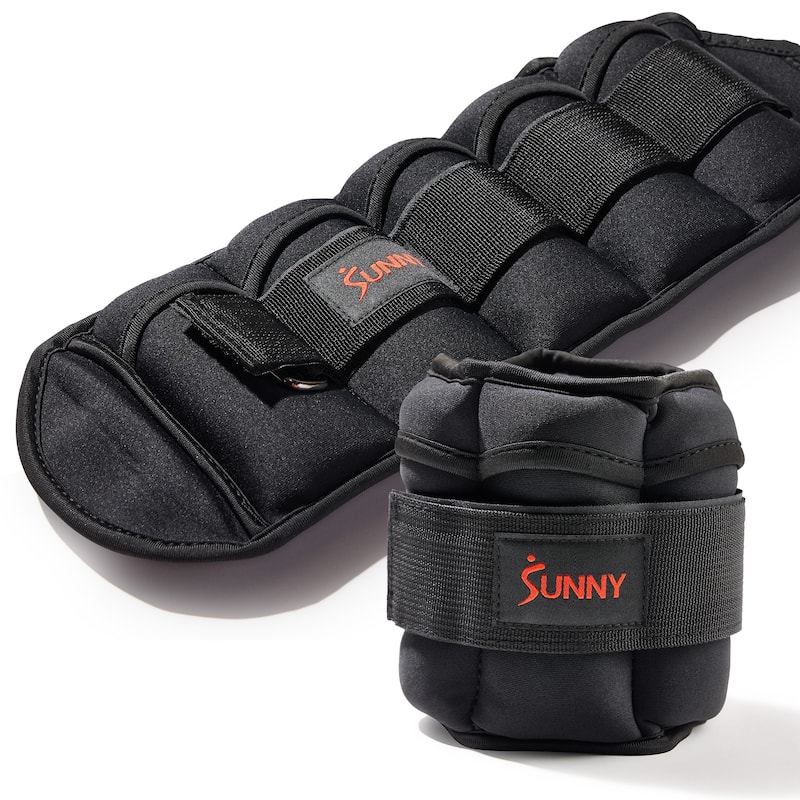 Sunny Health & Fitness Adjustable Ankle Weight 5-Pound (Pair) - SF-WA02-BK - Black - Black