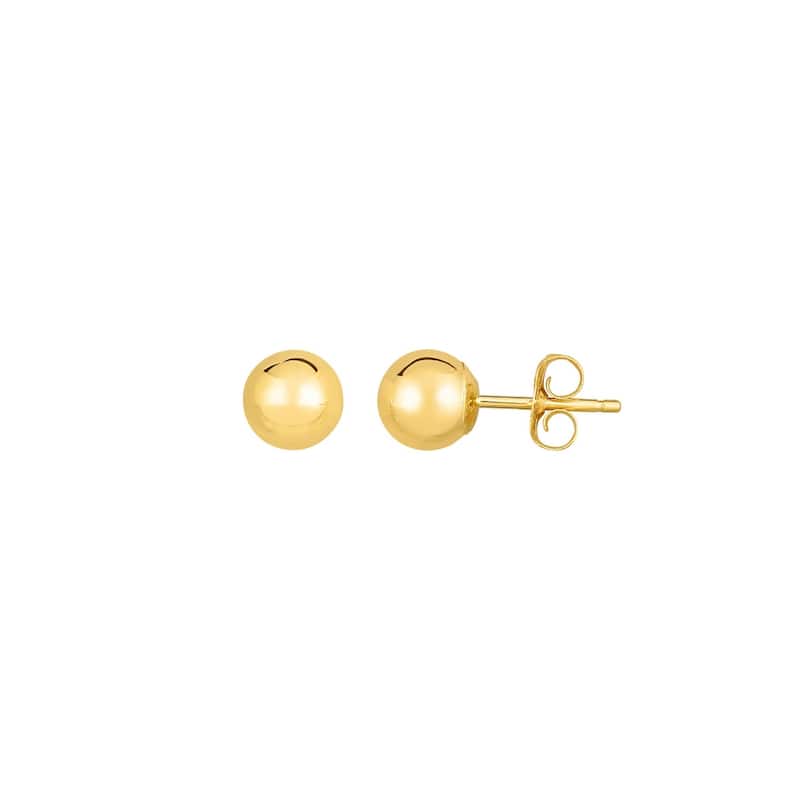Curata 14k Yellow Gold 6.0mm Shiny Ball Post Earrings