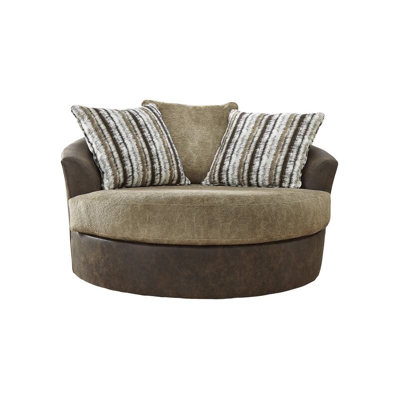 Signature Design by Ashley Alesbury Chocolate Oversized Swivel Accent Chair - 57"W x 56"D x 40"H