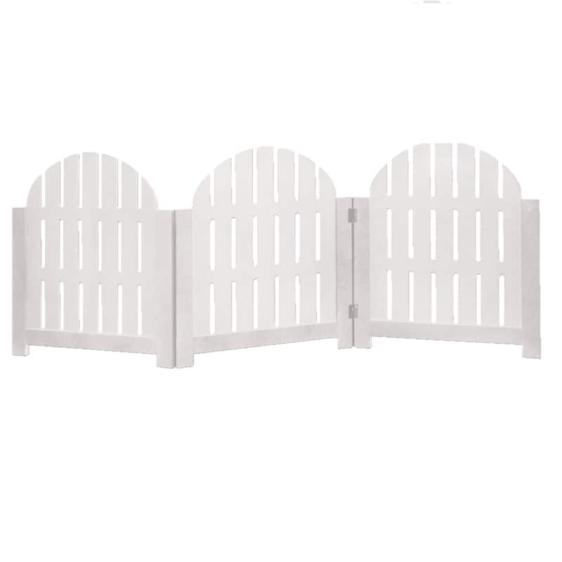 Etna Products White Adirondack Style Free Standing Pet Gate W/ 3 Panels for Doorways, Stairs
