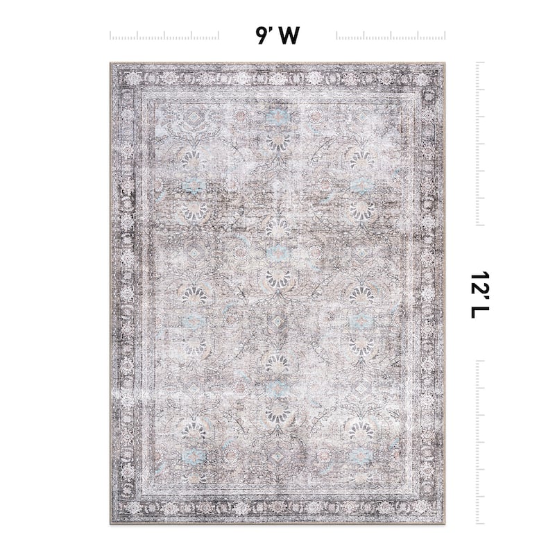 World Rug Gallery Vintage Inspired Machine Washable Non Slip Area Rug