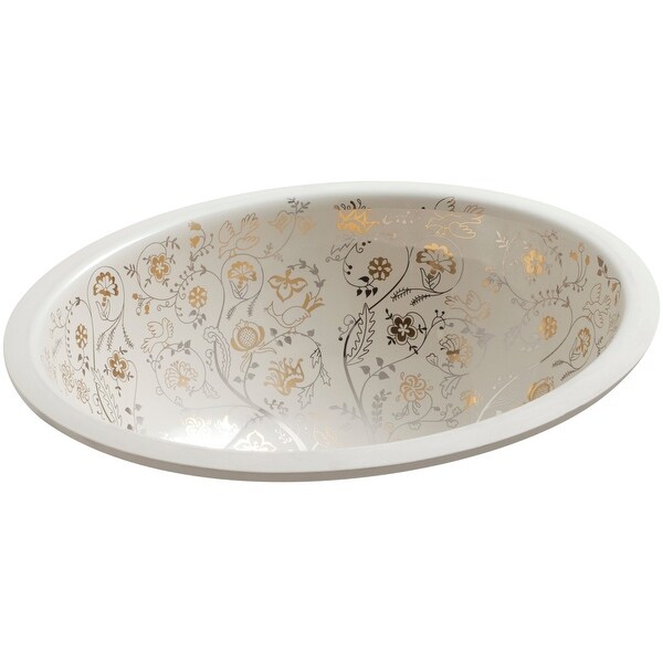 Kohler K 14218 T9 Artist Editions Mille Fleurs Gold And Platinum Design On Caxton 8 1 4 X 19 1 4 X 16 1 8 Undercounter