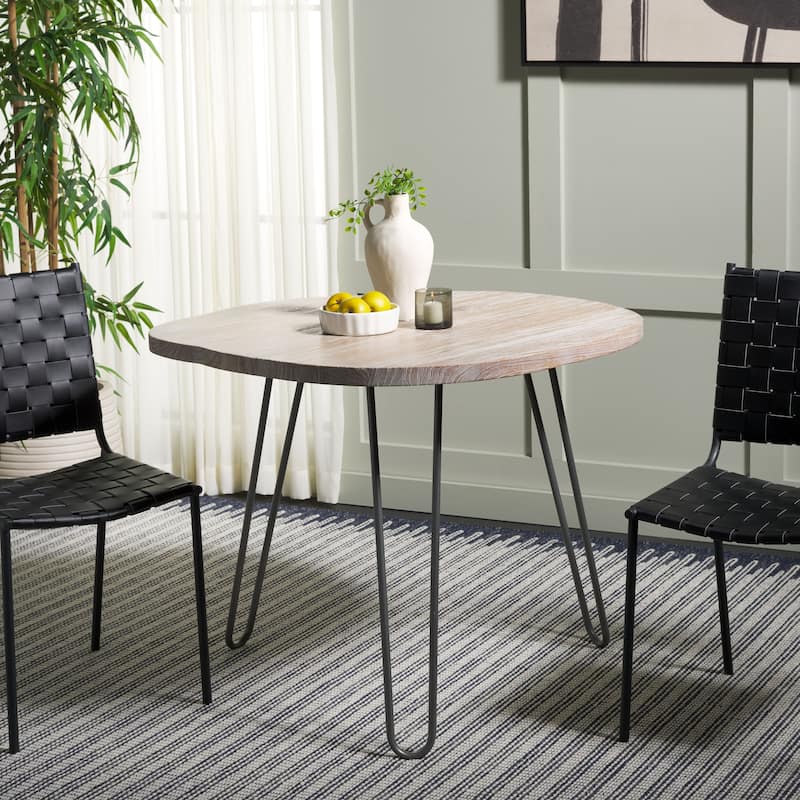 SAFAVIEH Lozka Wood Top Grey / White Wash Dining Table - 39.4" x 35.4" x 29.9" - 39Wx35Dx30H