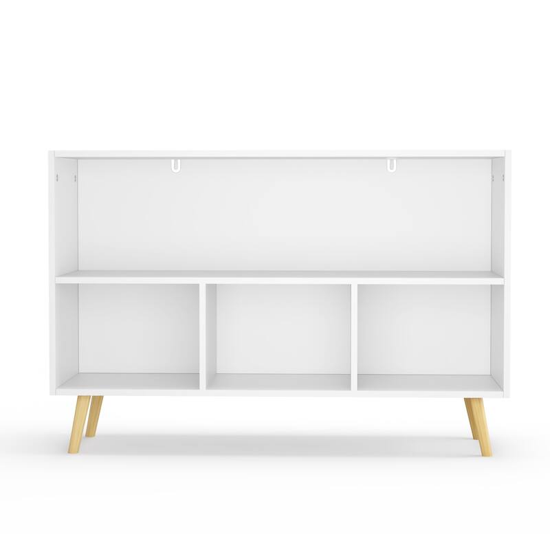 Anmytek White/Gray Kids Storage Organizer with Fabric Drawers White Bookcase Toy Display Shelf