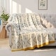 preview thumbnail 22 of 24, 100% Cotton Jacquard Throw Blanket, Paisley Floral Breathable Lightweight Soft Bed Sofa Blanket 60" x 80" - Diamond Flower