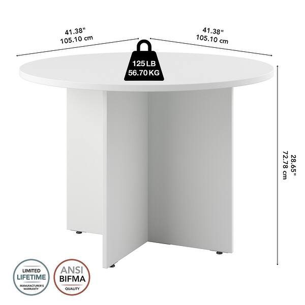 Table Bush Round Table Bush Business Furniture 42W Round Conference Table with Wood Base - Bed ...