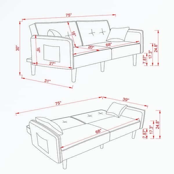 Futon Sofa bed For Living Room with Solid Wood Leg Bed Bath & Beyond