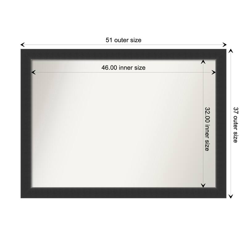 Corvino Black Framed Non-Beveled Custom Wall Mirror, Bathroom Vanity Mirror - Outer Size: 51 x 37