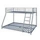 preview thumbnail 7 of 6, Silver Metal Twin over Full Bunk Bed with Diamond-Shaped Rungs, Full-Length Guardrails