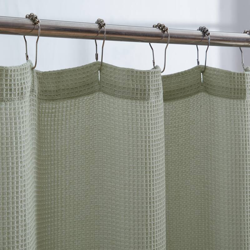 Kenneth Cole Solid Waffle Cotton Blend Shower Curtain