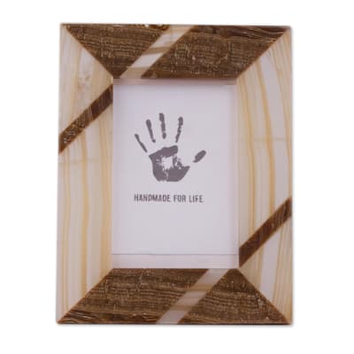 Novica Handmade Modern Lines In Brown Onyx Photo Frame (4X6)