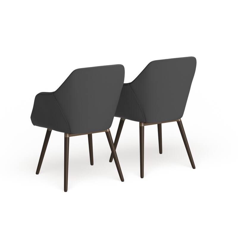 Carson Carrington Akrehamn 2-piece Grey Faux Leather Arm Chair Set with Beech Legs