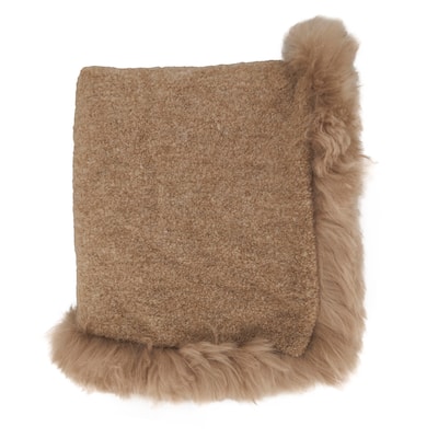 Plush Perfection Llama Fur Throw Blanket with Lamb Fur Border