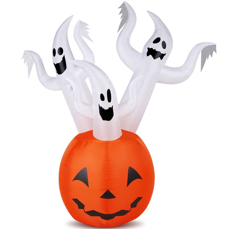 5.9ft Halloween Inflatable Pumpkin Ghost with LED Lights Outdoor Yard Decoration