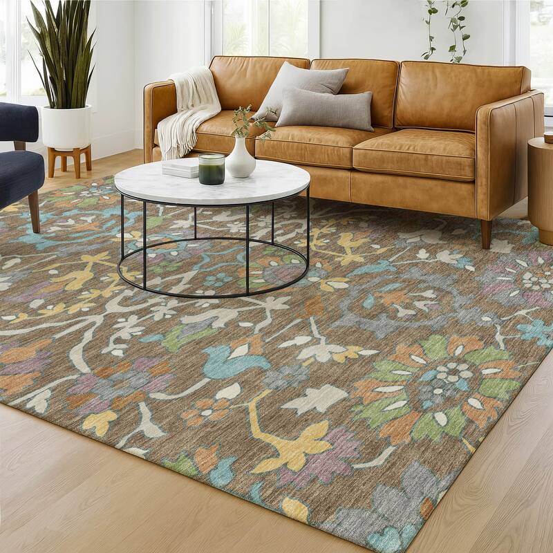 Machine Washable Indoor/ Outdoor Traditional Blanca Chantille Rug