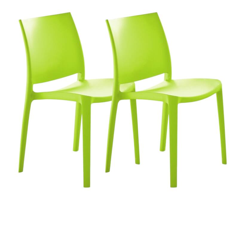 Set of Four Green Heavy Duty Plastic Outdoor Stacking Dining Chairs