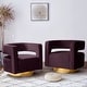 preview thumbnail 102 of 114, HULALA HOME Carisa Modern Upholstered Swivel Open-Back Barrel Chair with Golden Base Set of 2 - PURPLE