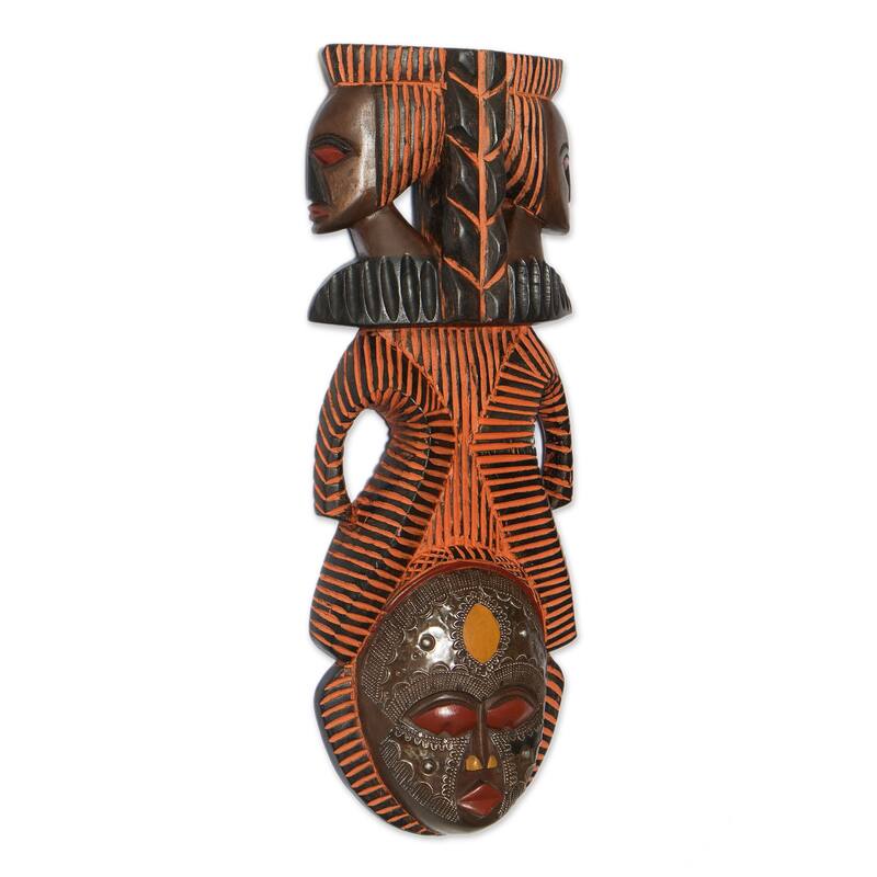 Novica Handmade Vigilant Woman African Wood Mask