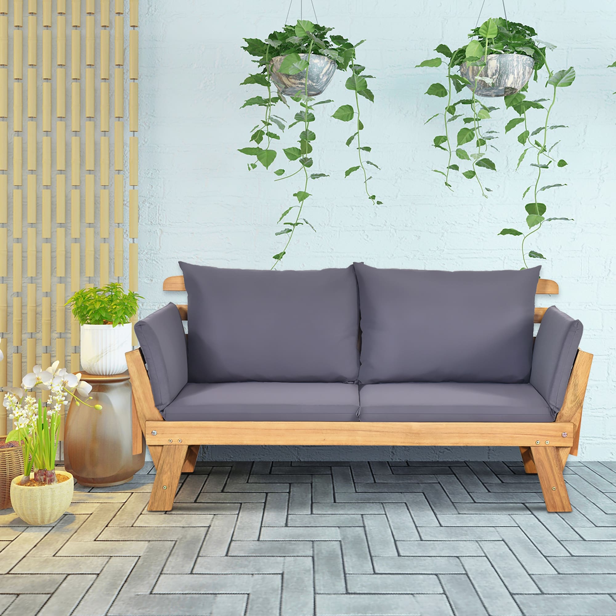 Pracht minimum Oppervlakte Gymax Adjustable Patio Sofa Daybed Acacia Wood Furniture w/ Cushion - See  Details - Overstock - 34383515