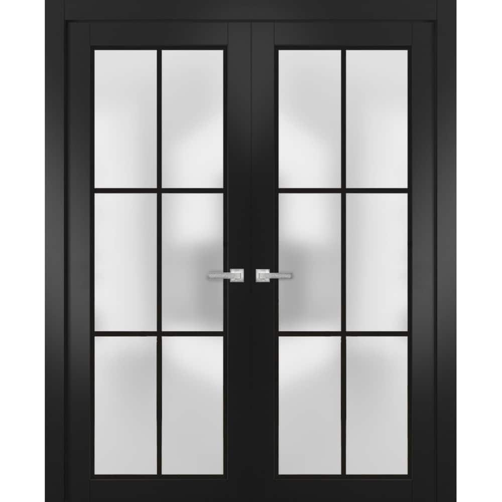 Solid French Double Doors 36 x 80 Planum 2122 Matte Black