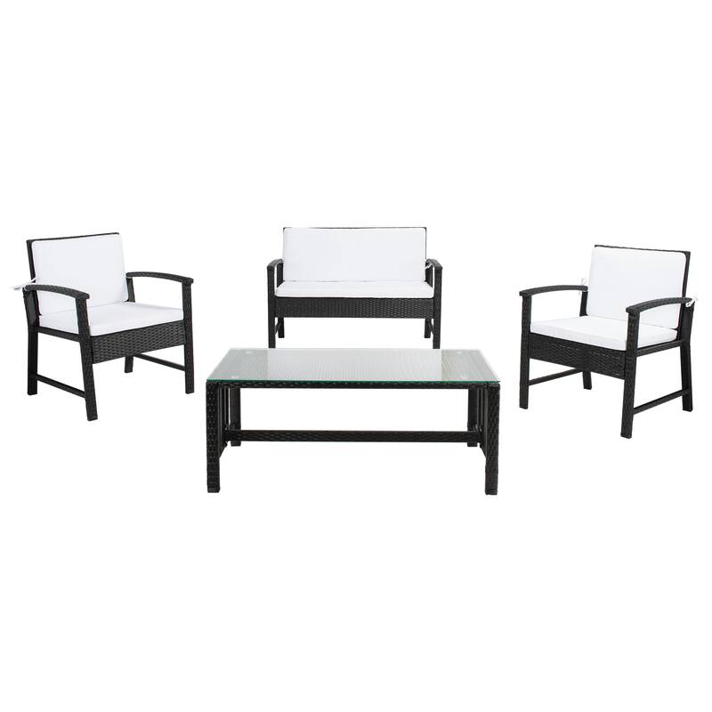 SAFAVIEH Outdoor Diya 4-Piece Patio Set - 43W x 31D x 26H