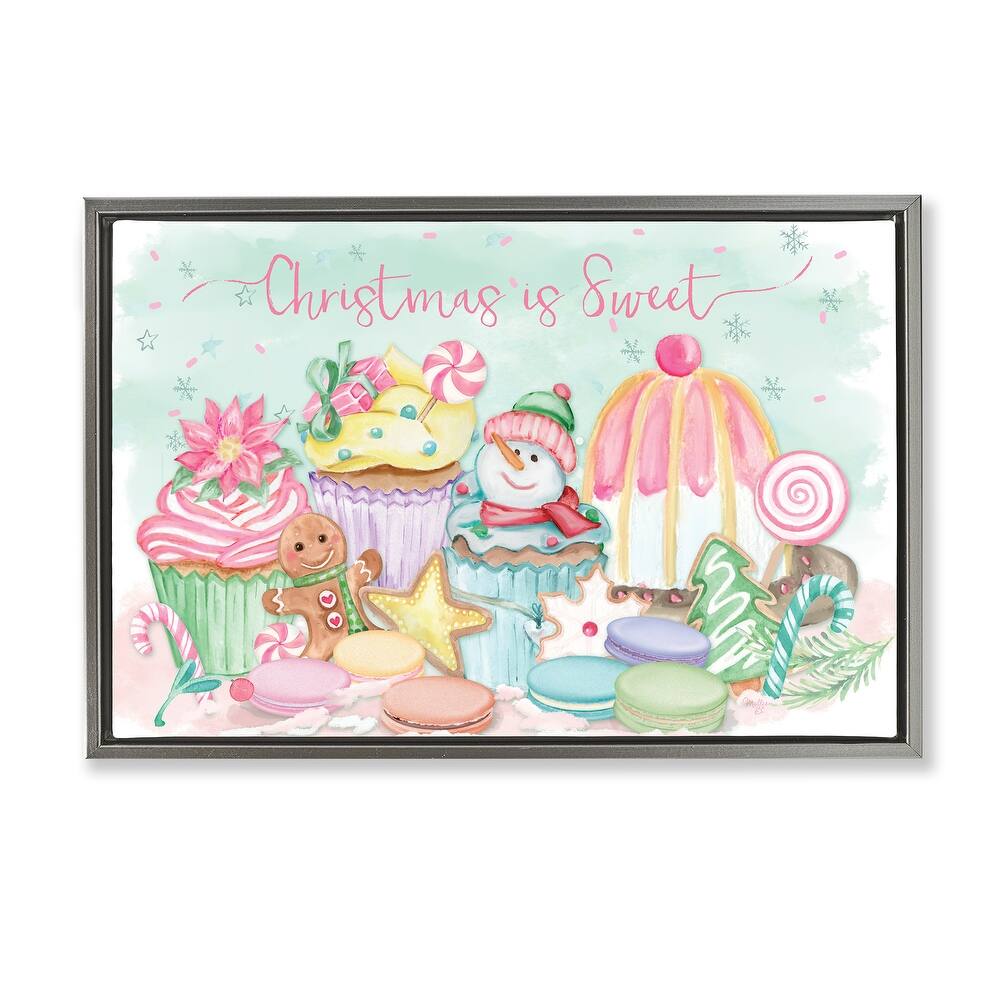 Stupell Christmas Is Sweet Festive Desserts Framed Floater Canvas Wall Art Design By Mollie B.