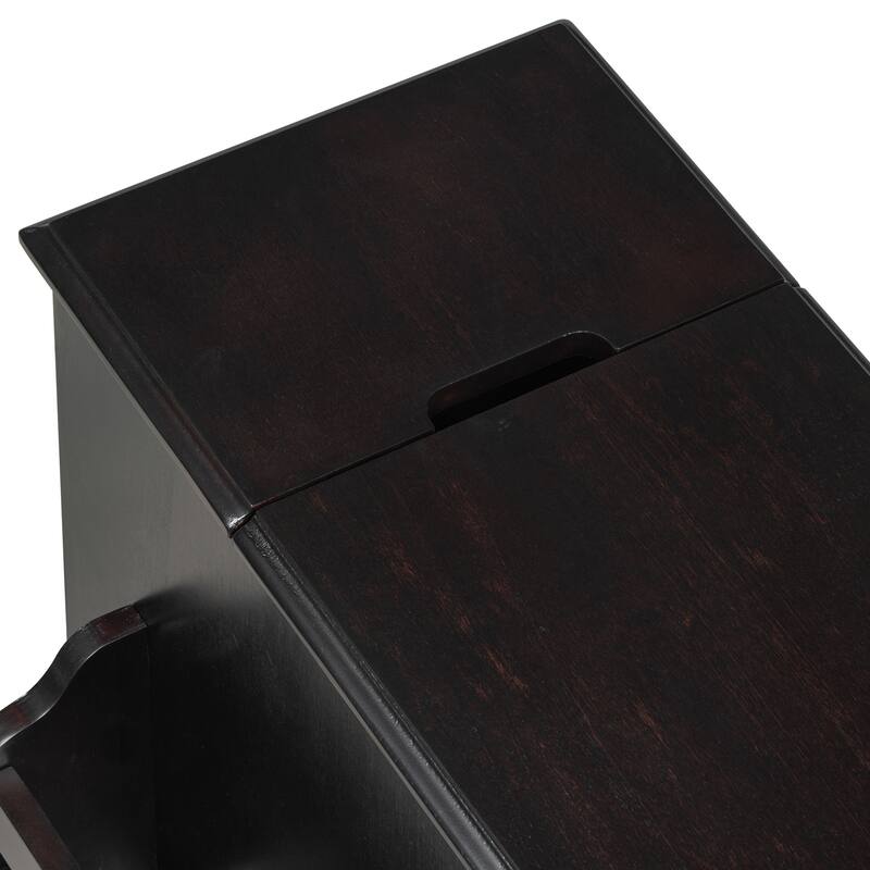 Vintage End Table Flip Top Side Table with USB Ports, One Multifunctional Drawer with cup holders, Sofa Couch Table w/ Bookshelf